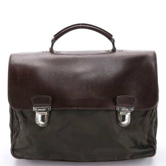 Prada Brown Tessuto Nylon and Leather Briefcase-Business Bag - Picture 1 of 6
